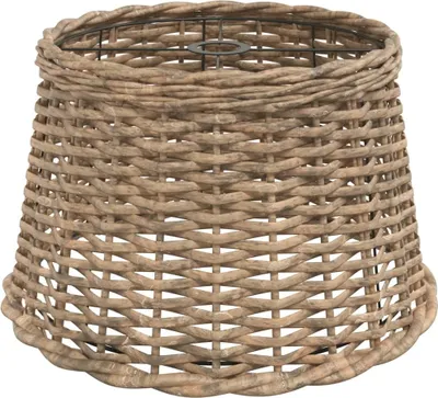 A close-up view of a woven lampshade.