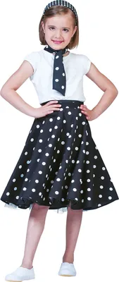 Produktbild von 50's Rock'n Roll Rock Meisje Polka Dot Zwart-Wit (one size)