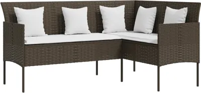 Produktbild von vidaXL Sofa in L-Form mit Kissen Poly Rattan Braun