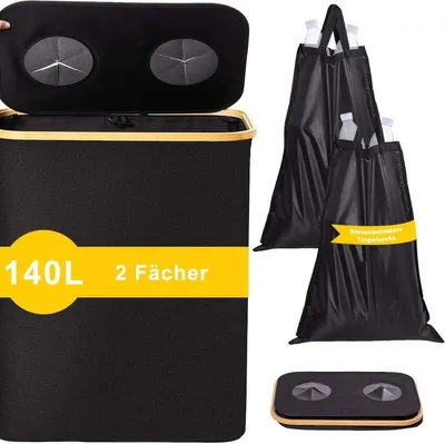 Produktbild von Recyclingbox 140L, faltbar Pfandflaschen Sammelbehälter, 2 Beutel, 2-lagig mit Deckel, für PET und Glasflaschen