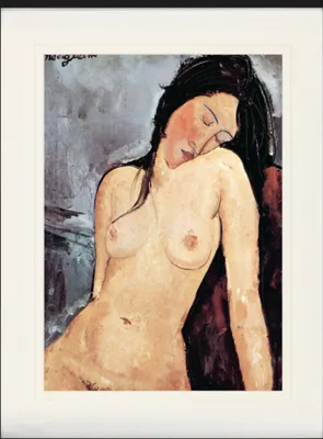 Produktbild von Amedeo Modigliani Gerahmtes Bild Mit Edlem Passepartout | Wand-Bilder | Im Bilderrahmen - Sitzender Akt, 1916 (80 x 60 cm)