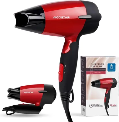 Produktbild von Haartrockner Reisefön Klappbar 1500W, Kompakt, Schnelles Trocknen, 2 Heizstufen, Mit Stylingdüsen, Für Familie, Reisen, Salons