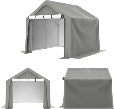 Produktbild von Gerätehaus Garagenzelt Carport Folienzelt Gartenschuppen Fahrradgarage Lagerzelt Aufbewahrungsgarage Auto Motorrad Schutz Unterstand mobiles Lager 244x241x217cm