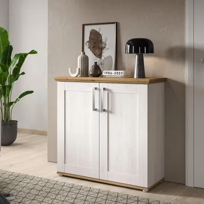Produktbild von Flur Kommode mit 95 cm Breite in Lärche & Eiche im Landhaus-Stil, 2 Türen - VISOKO-158