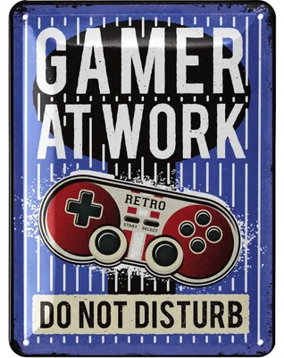 Produktbild von LANOLU retro Blechschild Gaming Schild, Gamer At Work Türschild bitte nicht stören, Gamer Geschenk, Gaming Zone, Deko Jugendzimmer Zocker