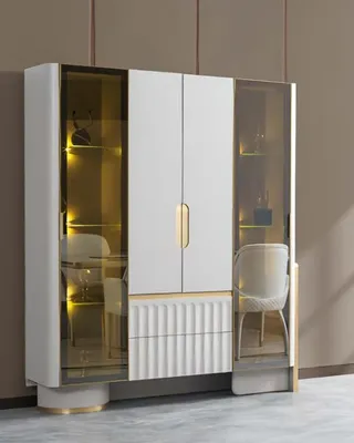 Produktbild von Luxus Schrank Design Vitrine Glasschrank Vitrinen Schränke Wohnwand Anrichte