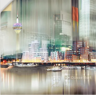 Produktbild von ARTland Wandbild, selbstklebend Düsseldorf Skyline Collage V Größe: 70x70 cm