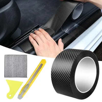 Produktbild von Carbon Folie Auto 5cm x 10m Einstiegsleisten Schutzfolie Selbstklebend Kratzfest Matt Schwarz