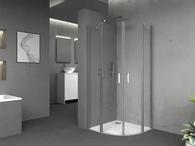 Produktbild von Duschkabine 90x90 MARWELL Neptun II chrom Runddusche - 90x90x195cm - Runddusche mit Drehtür - mit Stabilisationsbügel