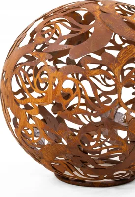 Image de Boule de jardin Rose Boules décoratives en acier corten Grille Lampe d'extérieur 23 cm
