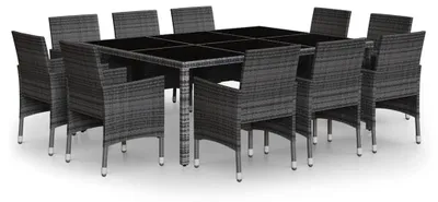 Produktbild von vidaXL 11-tlg. Garten-Essgruppe Poly Rattan Grau