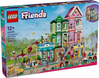 Productafbeelding van LEGO Friends, Hoofdstraat van Heartlake City, bouwset voor rollenspellen met 9 personages (waaronder 7 minifiguren) en 3 katten, cadeau voor meisjes en tieners, speelhuis 42670