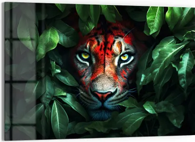 Produktbild von DEQORI Glasbild Echtglas 90x60 cm 'Dschungelblick' Wandbild Bild modern Deko