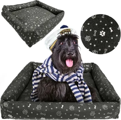 Produktbild von Hundebett Katzenbett 75x65 Cm Hundekissen Hundesofa Hundekorb Hundecouch Sofa Knochen Silber