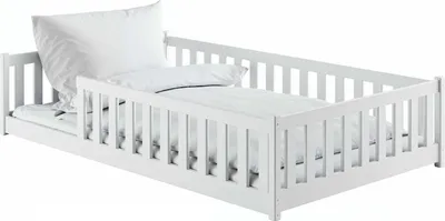 Produktbild von FURNLUX Kids Einzelbett Otis Weiss 120x200cm / Hauptfarbe: Weiß / Abmessungen: 126 x 208 x 45 cm