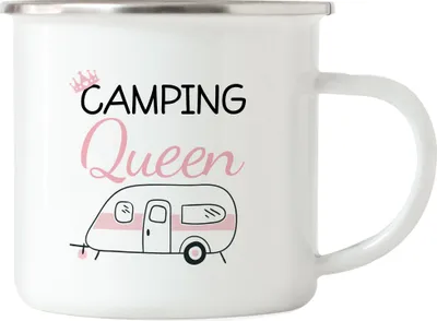 Produktbild von Camping Queen Emaille Tasse Wohnwagen Fans Geschenkidee Für Camper Camping-Platz