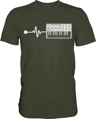 Produktbild von Modulares Synthesizer Keyboard Synth Heartbeat T-Shirt – Urban Khaki / XXL