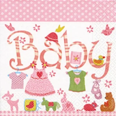 Produktbild von 20 LUNCH SERVIETTEN 33x33cm Baby rosa/BABY GIRL