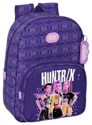 Imagen del producto de Mochila pequeña de 10 litros, diseño "Demon Hunters" de Safta, ideal para K-pop, color lila, para niños, talla única