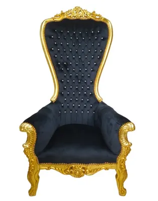 Produktbild von Barocksessel Sessel Schwarz Gold Armlehne Thron Majestätisch König Royal XXL Premium Modern Luxus Antik Retro Repro
