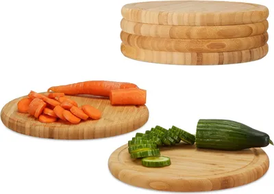 Produktbild von 18 x Frühstücksbrettchen, rund, Bambus, Ø 30 cm, Küchenbrett, pflegeleicht, natürlich, messerschonend, Brotbrett, natur