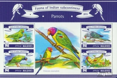 Produktbild von Briefmarken Malediven 2015 Mi 5599-5602 Kleinbogen (kompl. Ausg.) postfrisch Papageien
