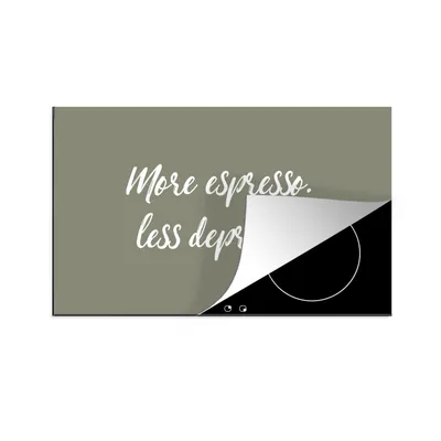 Produktbild von KitchenYeah© Herdabdeckplatte Zitate - Mehr Espresso. Weniger Depresso. - Zitate - Kaffee , 91x52cm, Küche Deko, Glaskeramikkochfeld Herdabdeckung, Abdeckplatte fùr Kochfeld