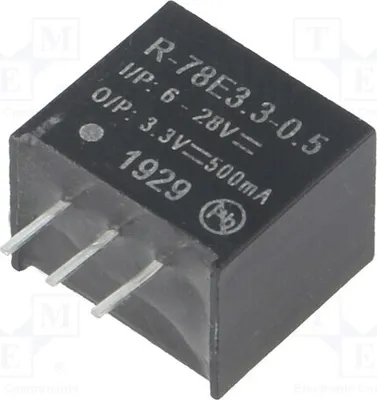 Image de 1 x Convertisseur DC/DC : Sortie : 500 mA, R-78E3.3-0.5. Convertisseur DC/DC, 1,65 W. Tension d'entrée : 6 ÷ 28 V