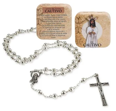 Produktbild von DRW Rosenkranz aus Metall, Christus, mit Metallbox, 3 x 1 x 50 cm