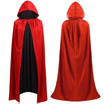 Produktbild von Umhang rot & schwarz mit Kaputze - für Halloween & Fasching & Karneval Vampir Kostüm für Kinder & Erwachsene, Beidseitig