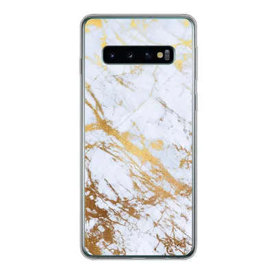 Produktbild von MuchoWow® Handyhülle Schutzhülle Hülle für Samsung Galaxy S10 Marmor - Gold - Weiß - Luxe - Marmoroptik - Glitzer Silikon Softcase Handy Hülle - Handytasche