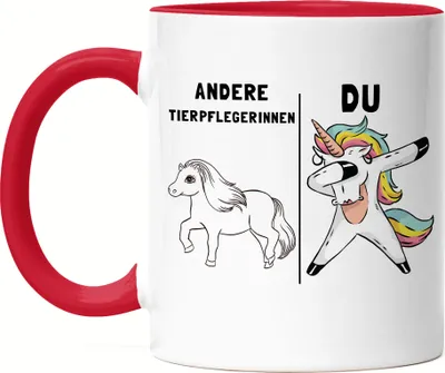 Produktbild von Andere Tierpflegerinnen Du Tasse Rot  Pferd Einhorn Humor Lustig Unicorn Geschenk Apotheke