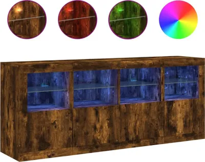 Produktbild von Sideboard mit LED-Leuchten Räuchereiche 163x37x67 cm