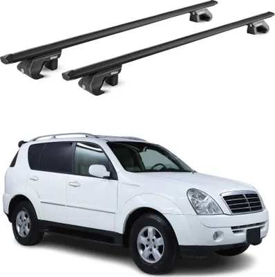 Image de Barres de toit transversales pour Ssangyong Rexton II III 2007-2017 Noir 2x ABE