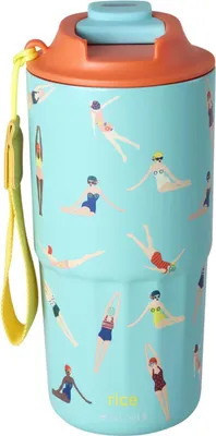 Obrázok produktu pre Nerezová fľaša na pitie Rice 550 ml – Swimmers Print Tyrkysová – bez BPA a odolná proti vytekaniu