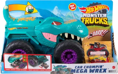 Produktbild von Hot Wheels Monster Trucks autofressender Mega-Wrex, inkl. 1 Spielzeugauto