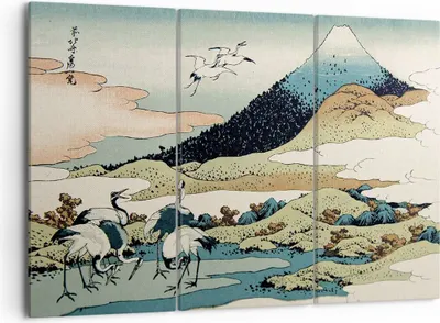 Produktbild von Bild auf Leinwand - Leinwandbild - 3 Teile - Japan Kraniche Bild - 105x70cm - Wand Bild - Wanddeko - Wandbilder - Leinwanddruck - Bilder - Wanddekoration - Leinwand bilder - Wandbild - CE105x70-4541