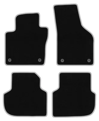 Immagine prodotto di Tappetini in moquette per Volkswagen Jetta VI 2010-2018 (berlina/station wagon) – set 4 pezzi, nero/argento, su misura – Wielganizator CARLUX