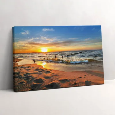 Produktbild von Sonnenaufgang über dem Meer – Leinwandbild Wandbild – 30x20 cm – Leinwandbilder – Wandbilder – Schlafzimmer – Flur