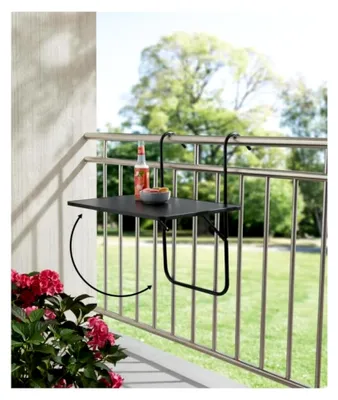 Produktbild von Klappbarer Balkon-Hängetisch höhenverstellbar wetterfest Stahlrahmen 60x40 cm (Schwarz)