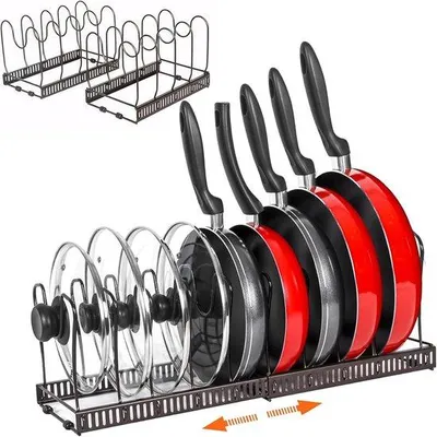 Produktbild von Famanu Halter für Topfdeckel mit 10 verstellbaren Fächern - Schwarz