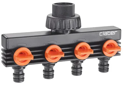 Image de distributeur claber® à quatre voies 3/4" FF pour l'arrosage du jardin