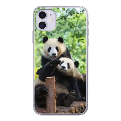 Produktbild von MuchoWow® Handyhülle Schutzhülle Hülle für iPhone 11 Panda - Brücke - Natur Silikon Softcase Handy Hülle - Handytasche