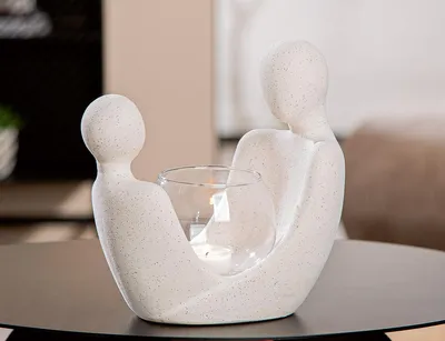 Produktbild von Gilde Windlicht, People, Glas, Keramik, weiß, VE 2 Höhe: 19.00 cm Breite: 19.50 cm Tiefe: 12.50cm 58775