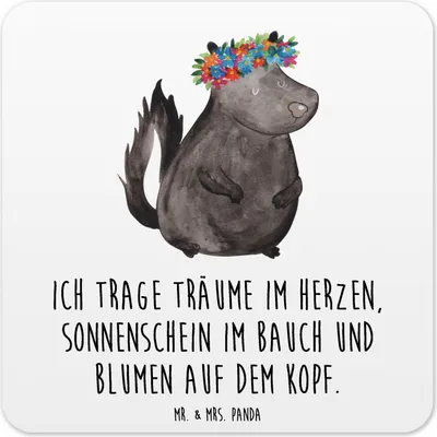 Produktbild von Mr. & Mrs. Panda Untersetzer für Gläser Stinktier Mädchen 10er Set - Weiß - Geschenk, Tassenuntersetzer, Tassen, Yoga, Tischuntersetzer, Glas-Untersetzer, Skunk, Wildtier