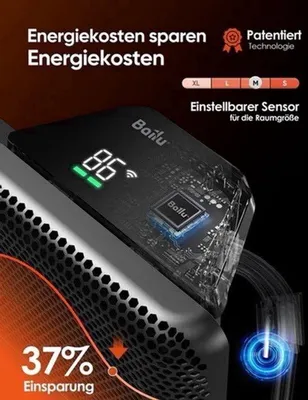 Productafbeelding van Convectorkachel Elektrisch - 2000 W Zwart - Wifi Bediening - Voor Binnen - Paneelverwarming