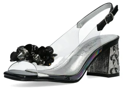 Produktbild von Misstyl by Laura Vita Damen Sandalette Schmucksteine Slingback MARLENE 12, Größe:39 EU, Farbe:Schwarz