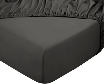 Produktbild von DoubleDry Spannbettlaken 180x200 cm - 100% Baumwolle - Spannbetttuch - Gummiband rundum - 28 cm Steg - Anthrazit