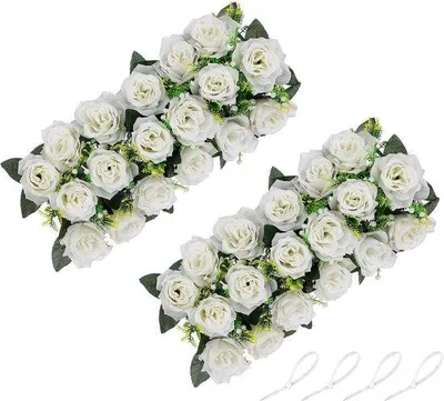 Produktbild von Famanu Kunstblumen Centerpieces 2 Stück weiße Blumen 50 cm lang - Tischdekoration