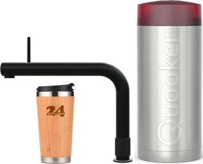 Produktbild von »QUOOKER FRONT COMBI+ B Schwarz & 100°C Armatur (22+FRONTBLK)« (2-St) Spültischmischer mit 100°C Kochendwasserfunktion Inklusive Thermobecher
